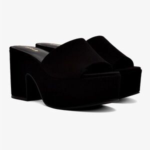 Larroude Miso Black Suede Platform Mules